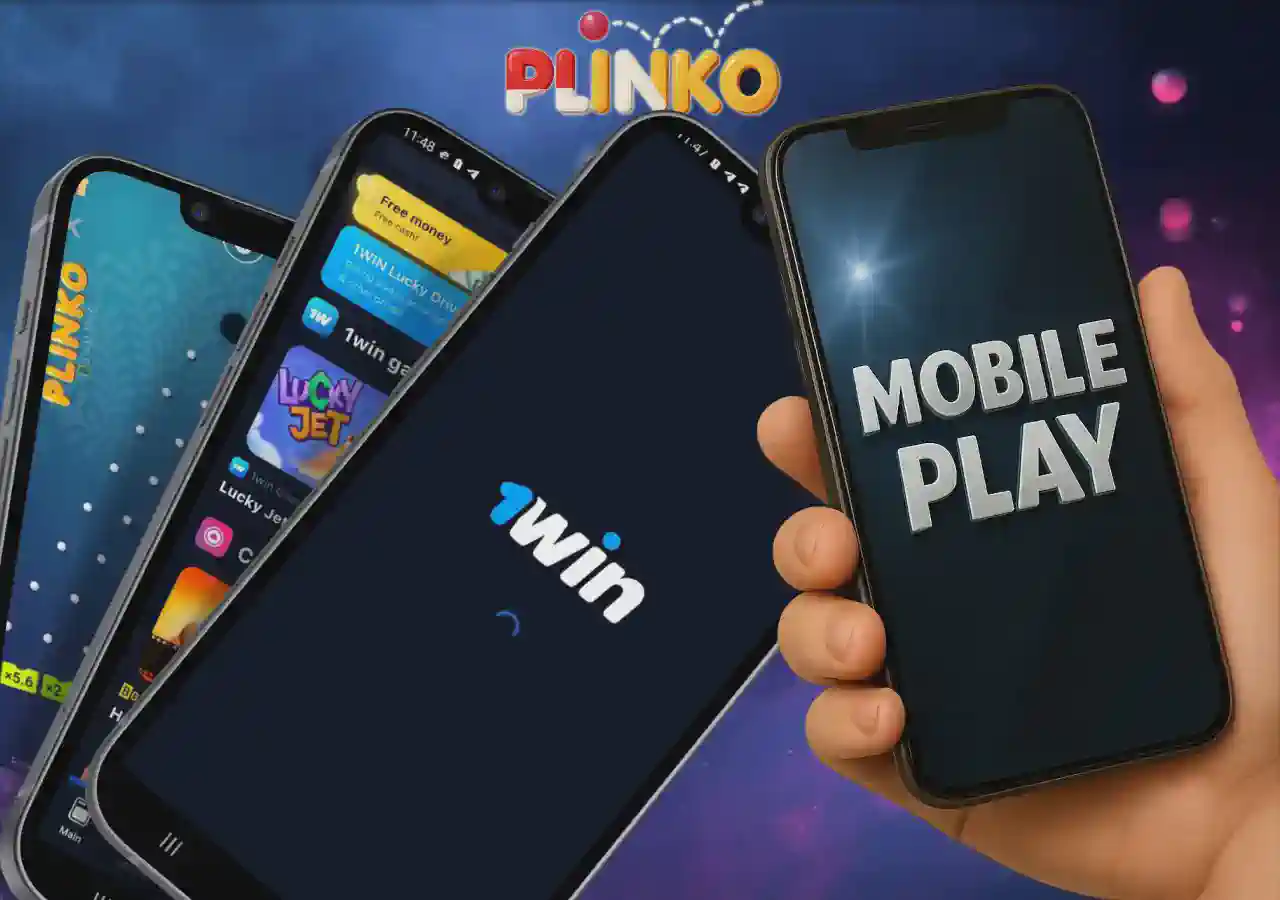 1win Plinko mobile app on smartphone screen